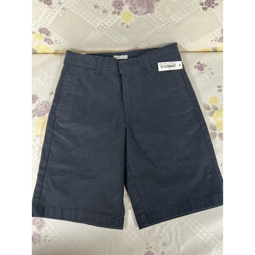 Essentials Boys' Uniform Woven Flat-Front‎ Shorts, Navy, Size 8years
